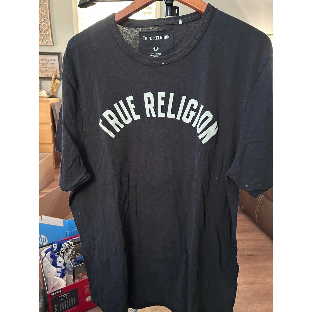 True Religion Men's Black Graphic Logo T Shirt Short Sleeve XXL